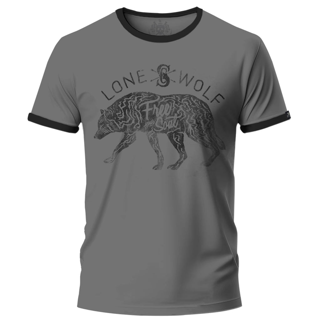 T SHIRT MEN RINGER Lone Wolf